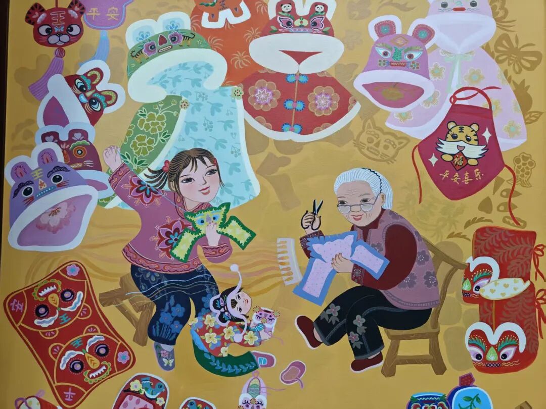 《虎头鞋佑孙子》——胡秀茹作品